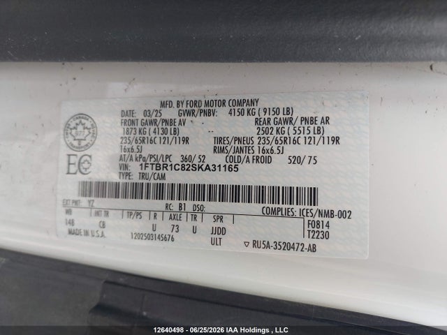 1FTBR1C82SKA31165 Ford Transit-250 Cargo