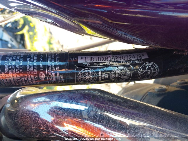 12640504 :رقم المزاد ، 1HD1BXB142Y072478 vin ، 2002 Harley-davidson Flstfi مزاد بيع