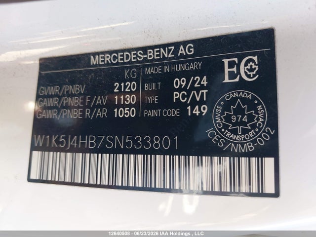 2025 Mercedes-benz Cla 250 4matic მანქანა იყიდება აუქციონზე, vin: W1K5J4HB7SN533801, აუქციონის ნომერი: 12640508