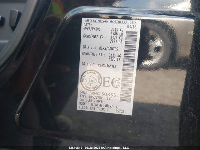 Продаж на аукціоні авто 2016 Infiniti Qx60, vin: 5N1AL0MM4GC508551, номер лоту: 12640519
