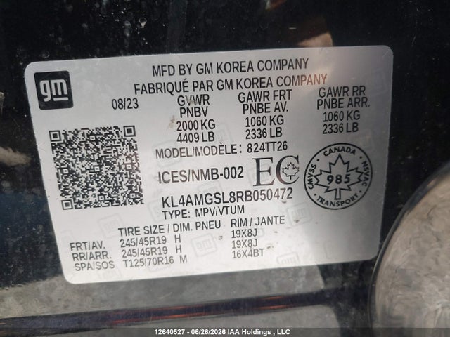 12640527 :رقم المزاد ، KL4AMGSL8RB050472 vin ، 2024 Buick Encore Gx Avenir Awd مزاد بيع