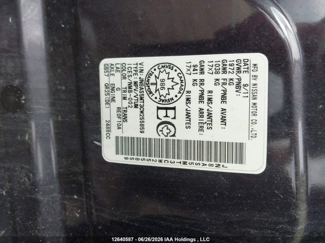 Aukcja sprzedaży 2012 Nissan Rogue Sv, vin: JN8AS5MT3CW255859, numer aukcji: 12640587