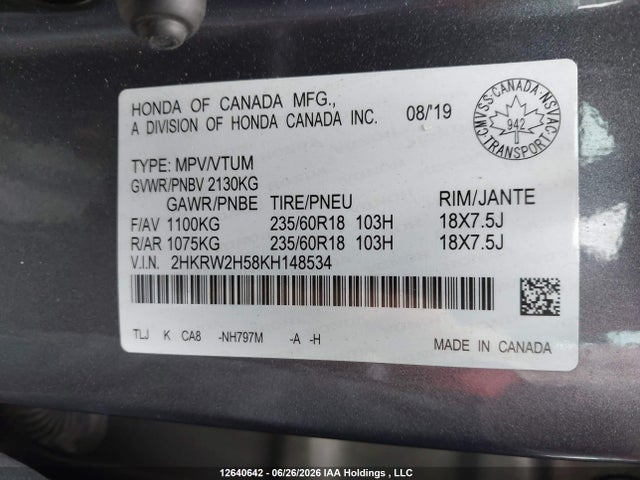 Honda CR-V EX 2019 2HKRW2H58KH148534 Image 18