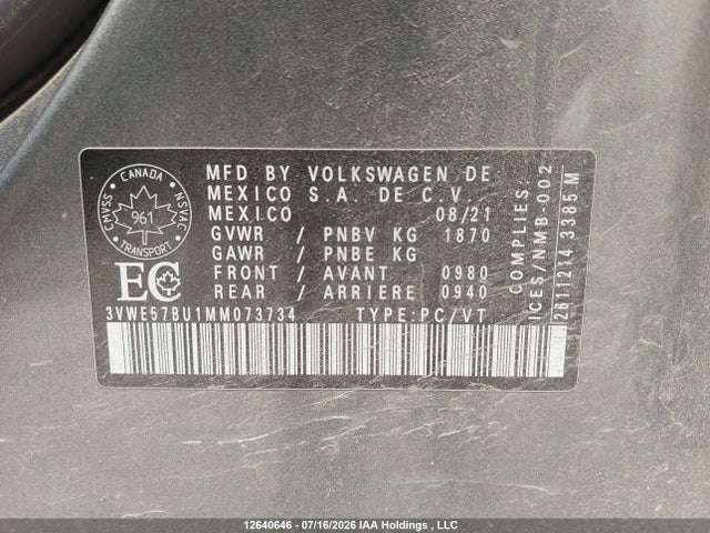 Volkswagen Jetta Highline 2021 3VWE57BU1MM073734 Image 9