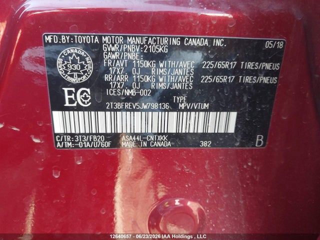 Toyota RAV4 LE 2018 2T3BFREV5JW798136 Image 9