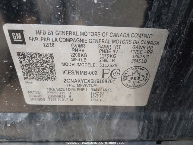 Chevrolet Equinox Premier 2019 2GNAXYEX5K6199701 Image 9
