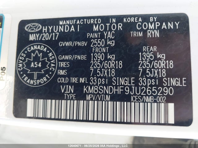 Продажа на аукционе авто 2018 Hyundai Santa Fe Xl Luxury, vin: KM8SNDHF9JU265290, номер лота: 12640671