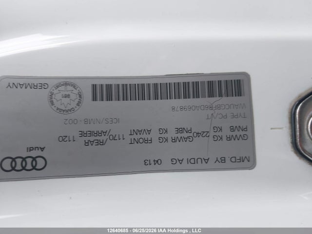 12640685 :رقم المزاد ، WAUCGBFR6DA069878 vin ، 2013 Audi S5 3.0t مزاد بيع