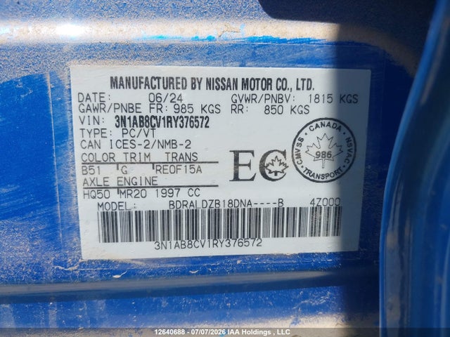 Nissan SENTRA SV 2024 3N1AB8CV1RY376572 Image 9