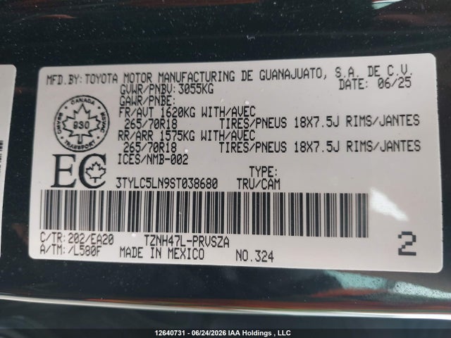 Продаж на аукціоні авто 2025 Toyota Tacoma Double Cab/trd Sport/trd Off Road/trd Pro/ltd/trailhunter, vin: 3TYLC5LN9ST038680, номер лоту: 12640731