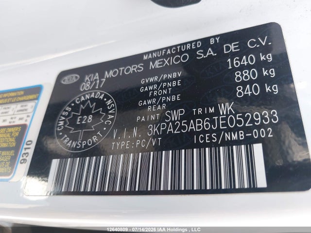 KIA Rio Lx/lx+ 2018 3KPA25AB6JE052933 Image 9