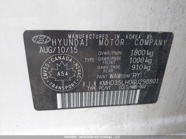Продаж на аукціоні авто 2016 Hyundai Elantra Gt Limited, vin: KMHD35LH0GU298801, номер лоту: 12640854