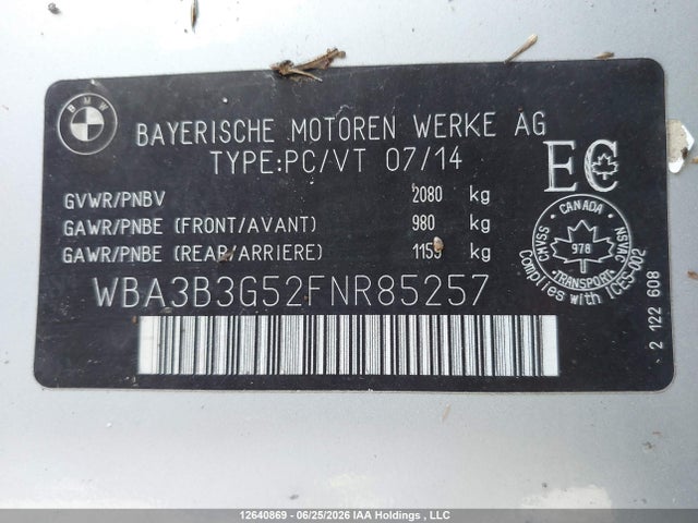 BMW 328 XI 2015 WBA3B3G52FNR85257 Image 9