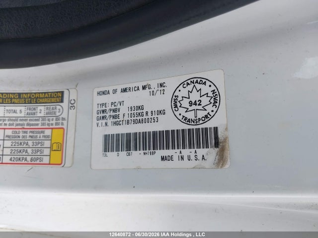 Продаж на аукціоні авто 2013 Honda Accord Ex, vin: 1HGCT1B79DA800253, номер лоту: 12640872