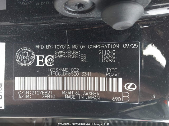 Aukcja sprzedaży 2025 Lexus Ux 300h, vin: JTHUCJDH6S2013341, numer aukcji: 12640875
