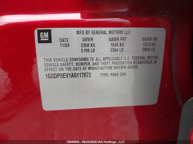 12640884 :رقم المزاد ، 1G6DP8EV1A0117672 vin ، 2010 Cadillac Cts Premium Collection مزاد بيع