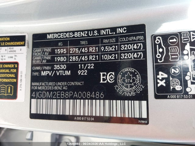 Aukcja sprzedaży 2023 Mercedes-benz Eqs 450 4matic, vin: 4JGDM2EB8PA008486, numer aukcji: 12640893