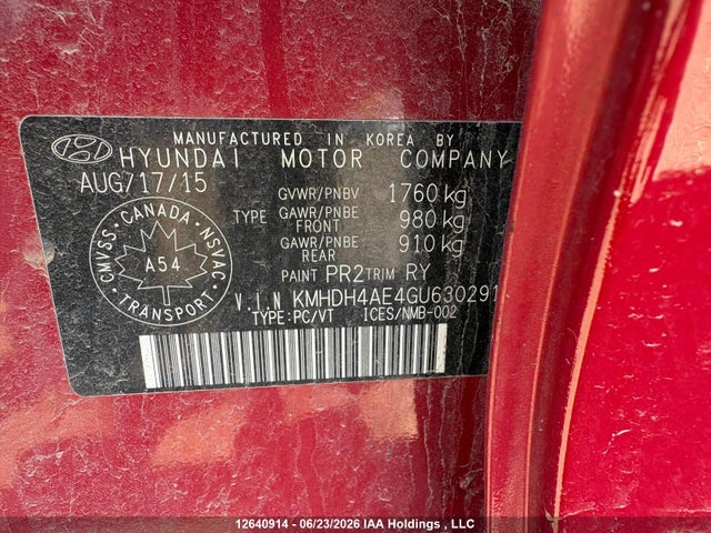 2016 Hyundai Elantra Se/sport/limited მანქანა იყიდება აუქციონზე, vin: KMHDH4AE4GU630291, აუქციონის ნომერი: 12640914