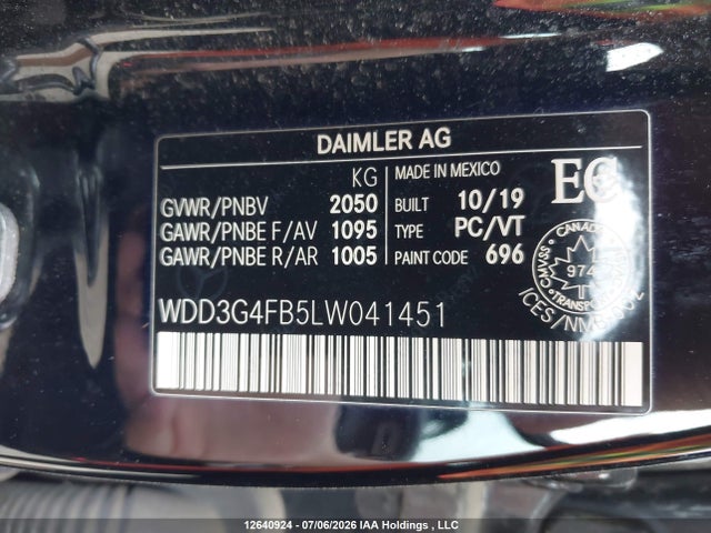 Aukcja sprzedaży 2020 Mercedes-benz A 220 4matic, vin: WDD3G4FB5LW041451, numer aukcji: 12640924