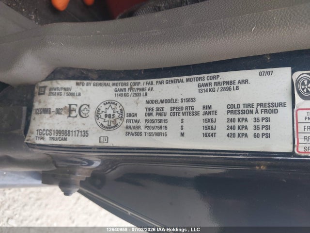 12640958 :رقم المزاد ، 1GCCS199988117135 vin ، 2008 Chevrolet Colorado مزاد بيع