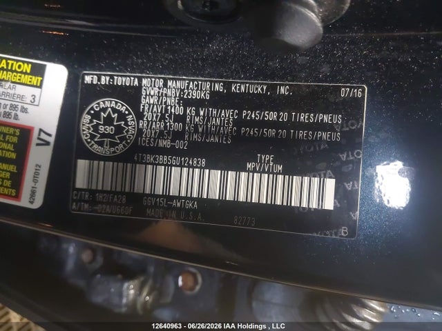 Toyota Venza Base V6 2016 4T3BK3BB5GU124838 Image 9