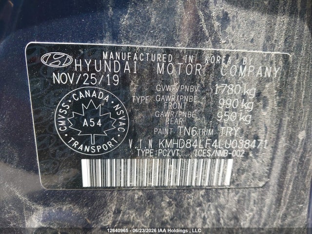 Hyundai Elantra 2020 KMHD84LF4LU038471 Image 9