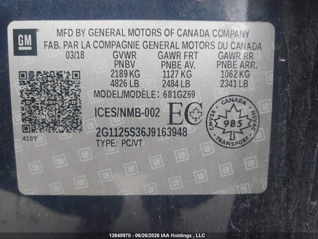 Chevrolet Impala 2018 2G1125S36J9163948 Image 9