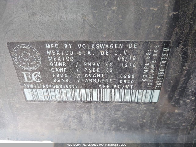 3VW117AU4GM016069 Volkswagen Golf 1.8 Tsi Comfortline/1.8 Tsi Highline/1.8 Tsi Trendline