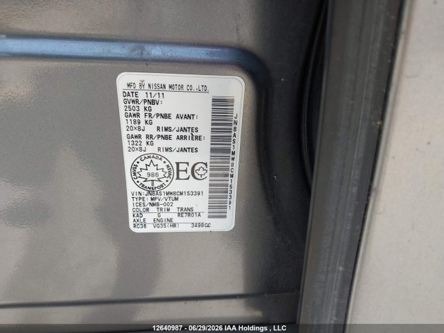 Aukcja sprzedaży 2012 Infiniti Fx35, vin: JN8AS1MW8CM153391, numer aukcji: 12640987
