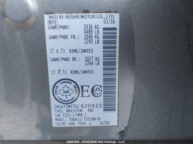 Nissan Rogue 2016 5N1AT2MT7GC820415 Image 18