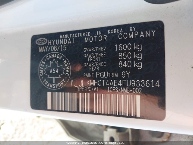 Hyundai Accent 2015 KMHCT4AE4FU933614 Image 9