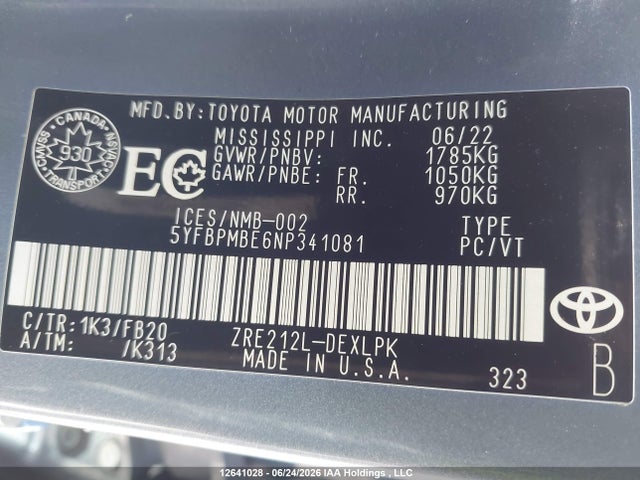 Toyota Corolla Le/xle 2022 5YFBPMBE6NP341081 Image 18