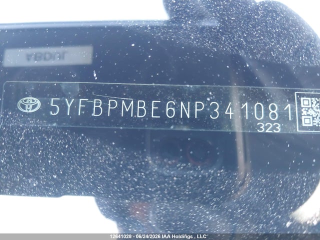 5YFBPMBE6NP341081 Toyota Corolla Le/xle