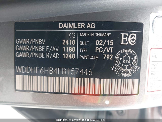 2015 Mercedes-benz E 400 4matic მანქანა იყიდება აუქციონზე, vin: WDDHF6HB4FB157446, აუქციონის ნომერი: 12641032