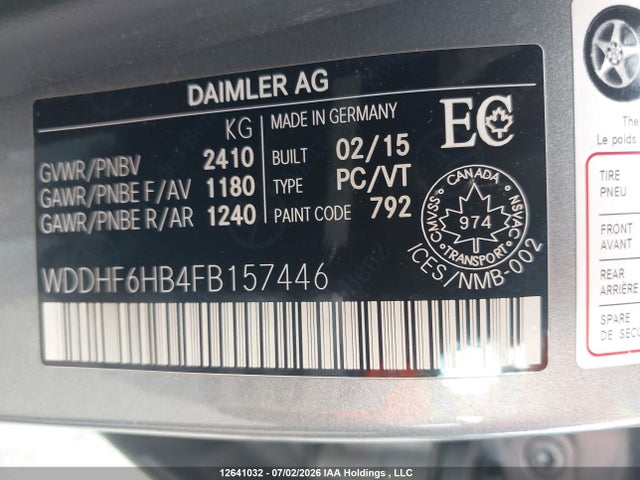2015 Mercedes-benz E 400 4matic მანქანა იყიდება აუქციონზე, vin: WDDHF6HB4FB157446, აუქციონის ნომერი: 12641032