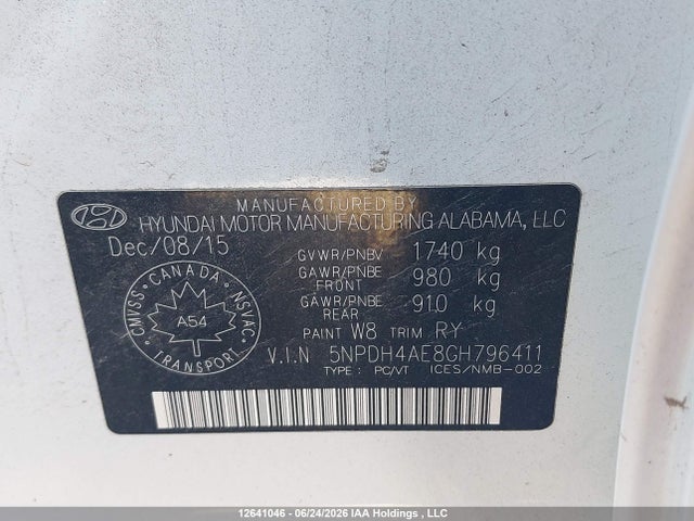 Продаж на аукціоні авто 2016 Hyundai Elantra Gl, vin: 5NPDH4AE8GH796411, номер лоту: 12641046