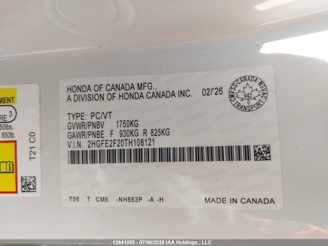 Honda Civic Lx 2026 2HGFE2F20TH108121 Image 19