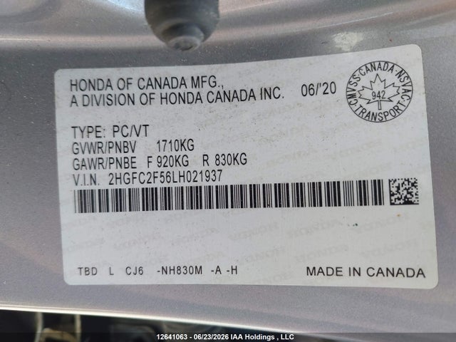 Honda Civic Lx 2020 2HGFC2F56LH021937 Image 18