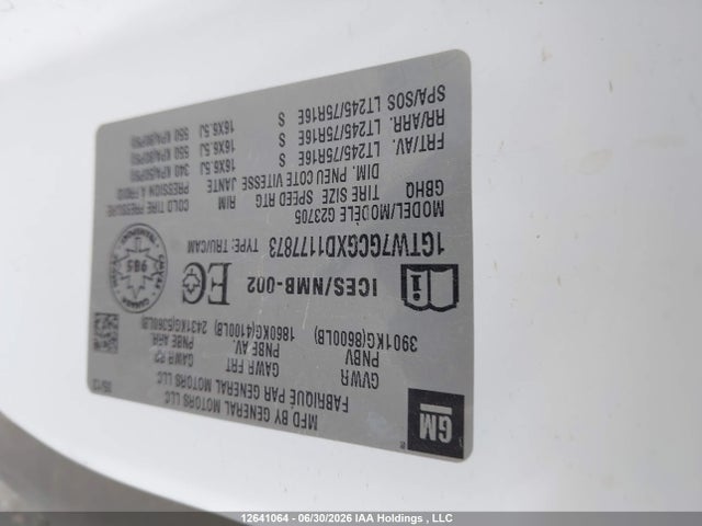 12641064 :رقم المزاد ، 1GTW7GCGXD1177873 vin ، 2013 Gmc Savana 2500 Standard مزاد بيع