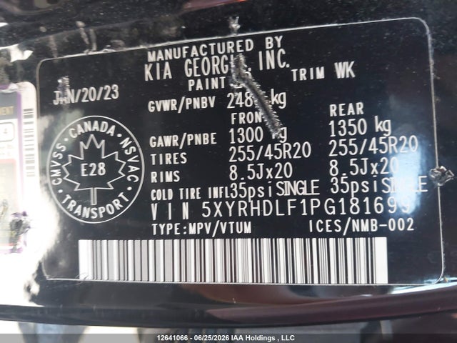 Продажа на аукционе авто 2023 Kia Sorento 2.5t Ex/2.5t Ex+, vin: 5XYRHDLF1PG181699, номер лота: 12641066