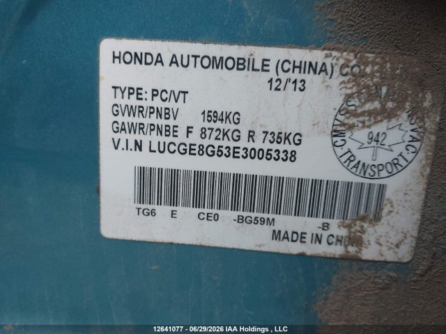LUCGE8G53E3005338 Honda FIT LX