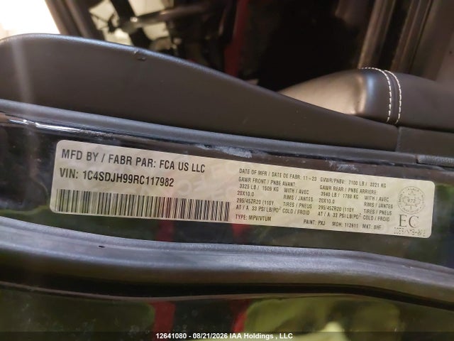 Aukcja sprzedaży 2024 Dodge Durango Srt Hellcat, vin: 1C4SDJH99RC117982, numer aukcji: 12641080