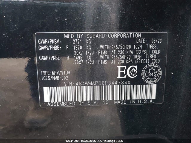 Subaru Ascent Limited 2023 4S4WMAPD6P3447840 Image 9