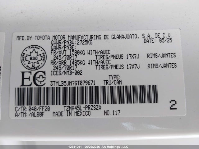 3TYLB5JN7ST079671 Toyota Tacoma