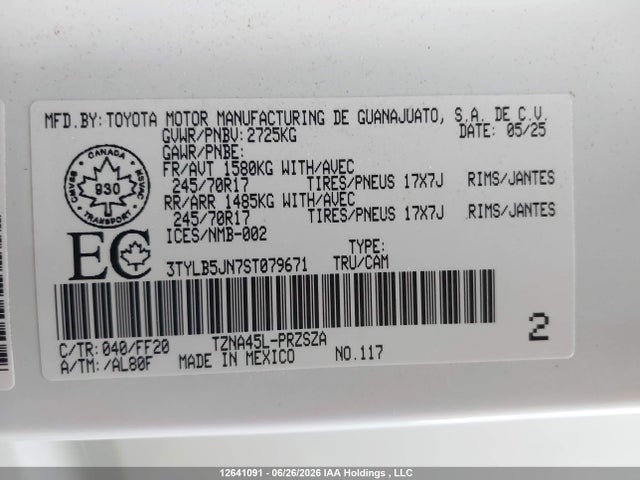 3TYLB5JN7ST079671 Toyota Tacoma