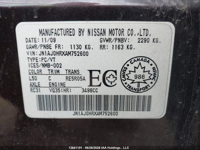 Продаж на аукціоні авто 2010 Infiniti Ex35 Journey, vin: JN1AJ0HRXAM752600, номер лоту: 12641101