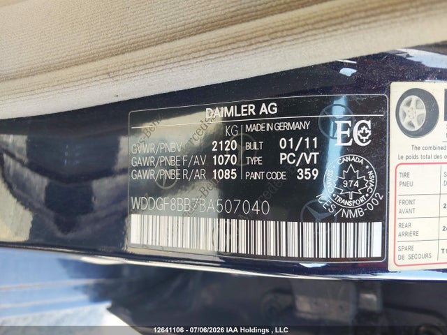 12641106 :رقم المزاد ، WDDGF8BB7BA507040 vin ، 2011 Mercedes-benz C 300 4matic مزاد بيع