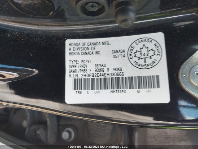 Aukcja sprzedaży 2014 Honda Civic Lx, vin: 2HGFB2E44EH030666, numer aukcji: 12641107