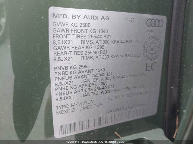 WA135AGU9S2117185 Audi New Sq5 3.0t Technik