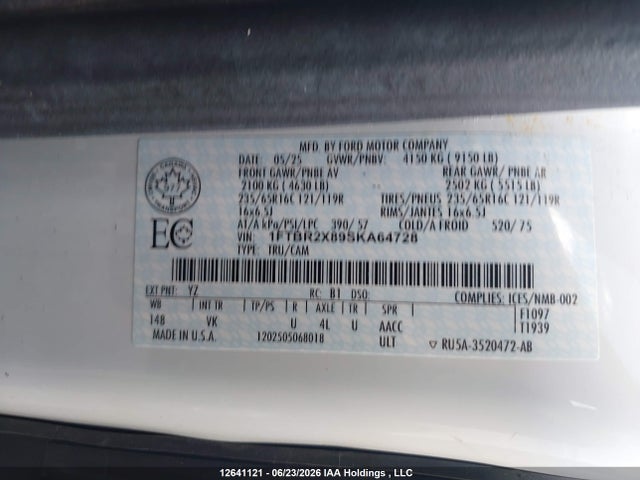 Ford Transit T-250 2025 1FTBR2X89SKA64728 Image 9